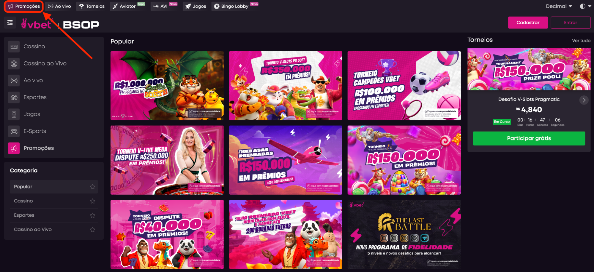 Promoções VBET