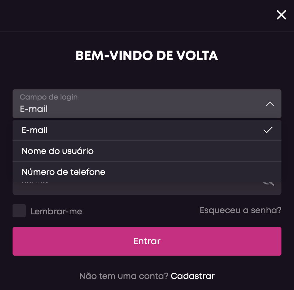 Processo de Login VBET no Desktop