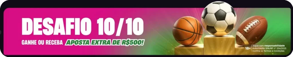 VBET Desafio 10/10 - aposta extra de R$500 sem depósito